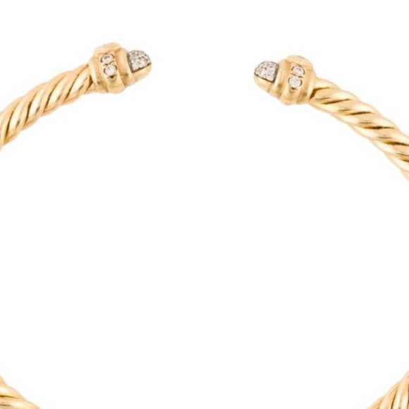 DAVID YURMAN 18K 750 YELLOW GOLD DIAMOND SPIRA CABLE CUFF BRACELET - Picture 9 of 10